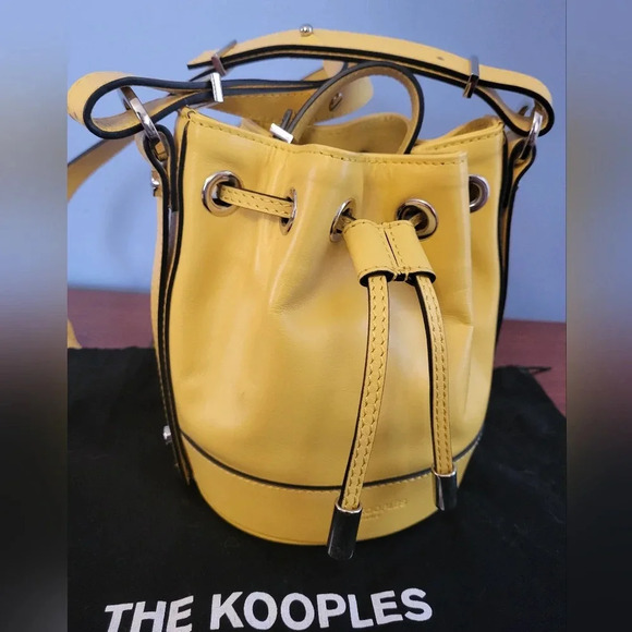 The Kooples Small Tina Leather Yellow Bucket Crossbody Handbag - Picture 5 of 14